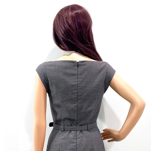 BANANA REPUBLIC: Tailored, knee-length, belted, houndstooth work dress. Size 2P - Picture 4 of 7